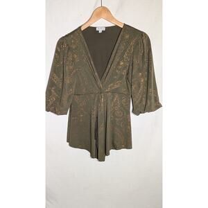 Julie Mango Womens Blouse Top Sz L Peasant Festival Renaissance fairy Boho